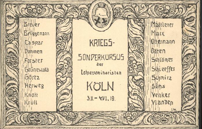 Koeln Rhein Kriegs Sonderkursus
Lechrerseminariste