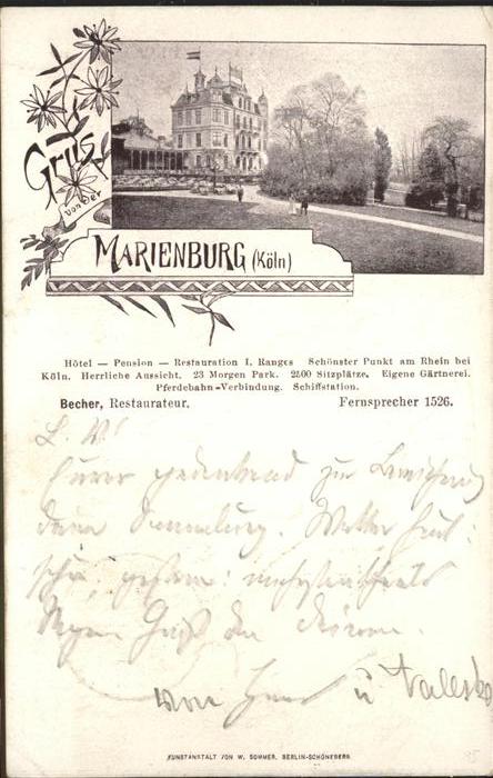 Koeln Rhein Marienburg