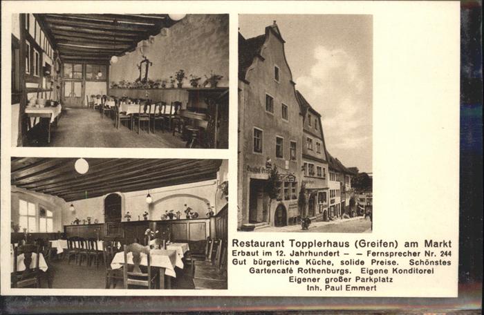 Rothenburg Tauber Restaurant Topplerhaus