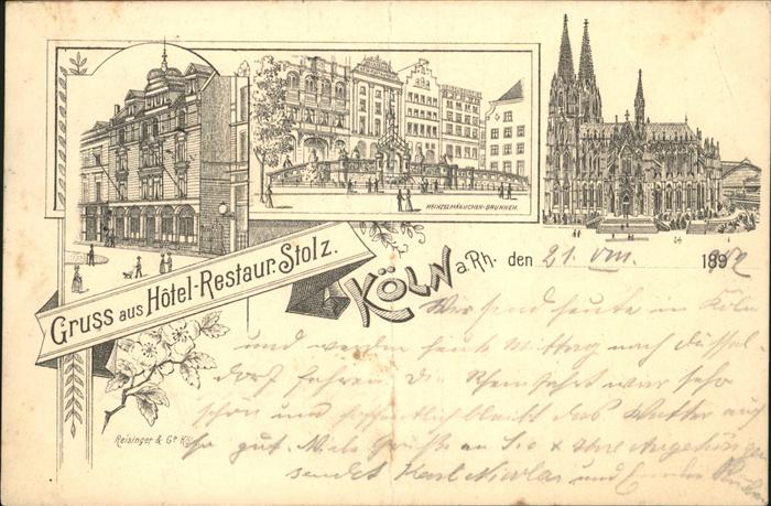 Koeln Rhein Hotel-Restaurant Stolz