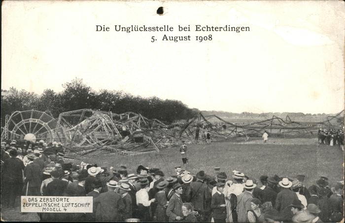 Echterdingen Zerstörte Zeppelinsche Luftschiff Model