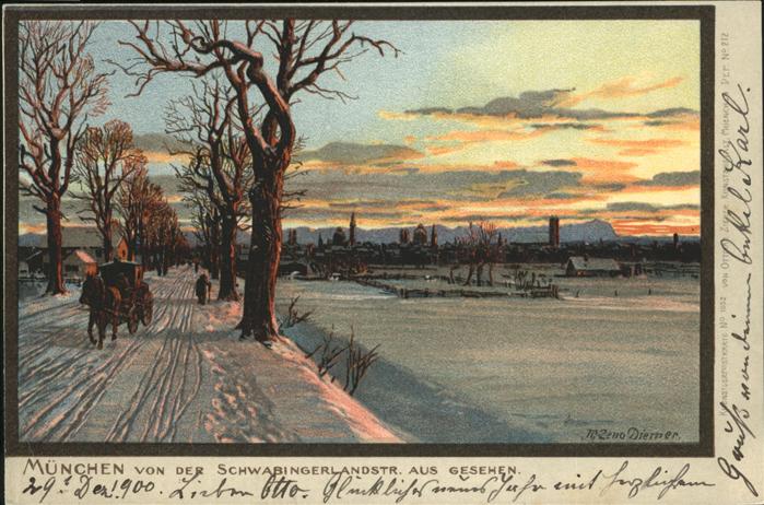 Muenchen Schwabingerlandstrasse Kutsche Künstler