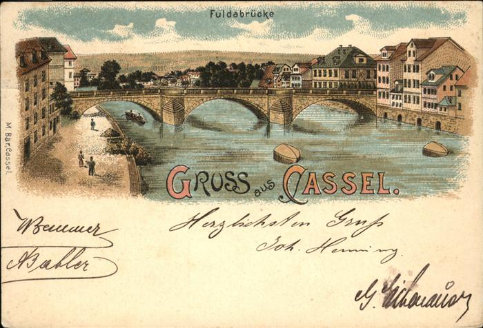 Kassel Fuldabrücke Litho
