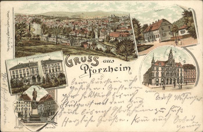 Pforzheim Seehaus Rathaus Krieger Denkmal  Kunstg