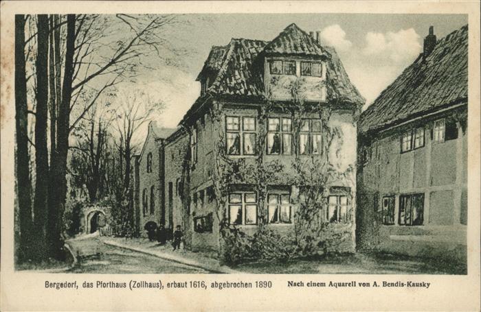 Bergedorf Hamburg Pforthaus Zollhaus Aquarell Künstler A.