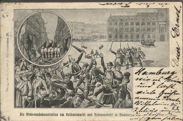 Hamburg Strassendemonstration Rathausmarkt
