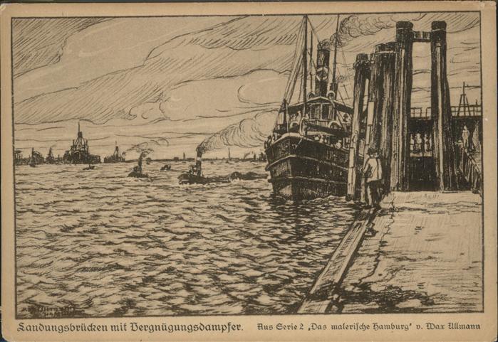 HAMBURG  CITY Landungsbruecke Vergnuegungsdampfer Kuenstler Max Allmann