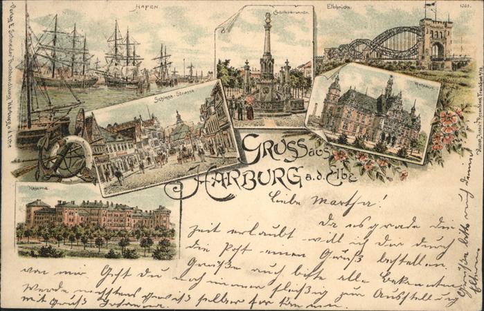 Harburg Hamburg Hafen Rathaus Schloss Elbbrücke