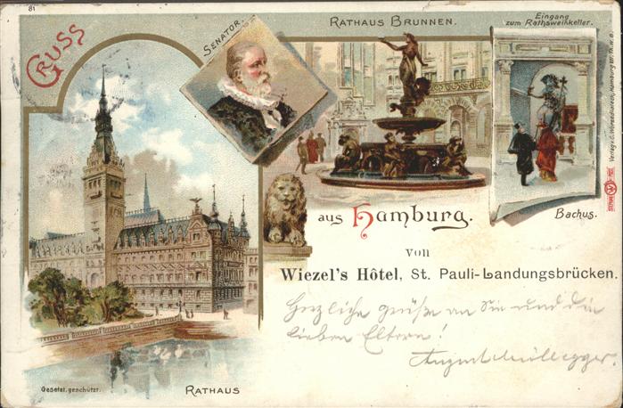 Hamburg Senator Rathaus Brunnen Ratsweinkeller