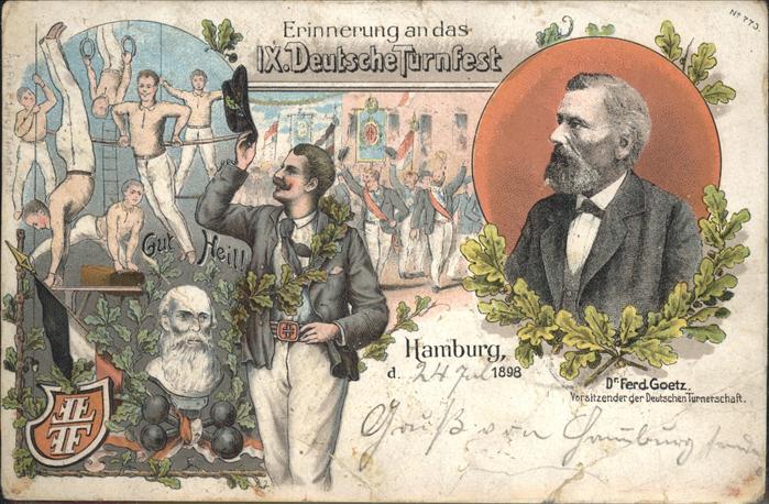 Hamburg Turnvater Jahn Turnfest Dr. Ferd. Goetz