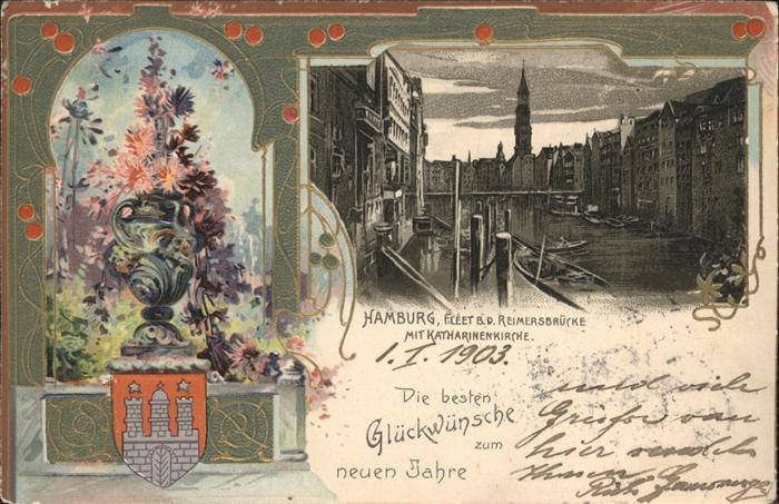 Hamburg Reimersbrücke Katharinenkirche Neujahr