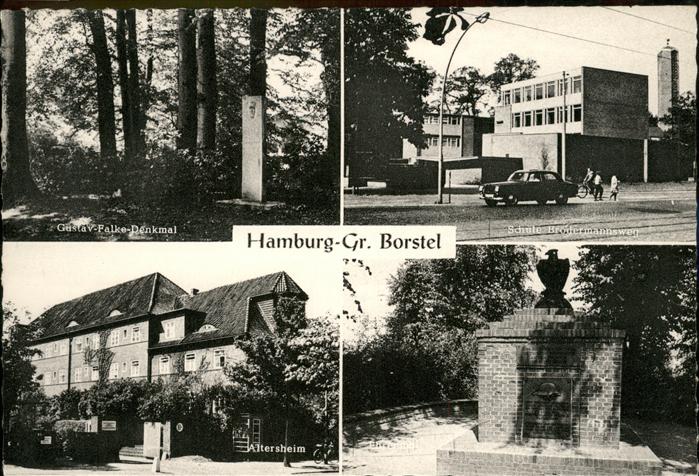HAMBURG  CITY Gross Borstel Gustav Falke Denkmal  Schule Altersheim