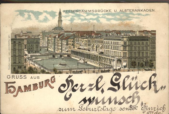 Hamburg Reesendammsbrücke Alsterarkaden Schiff