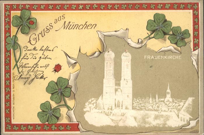 Muenchen Kleeblatt Frauen Kirche Prägedruck