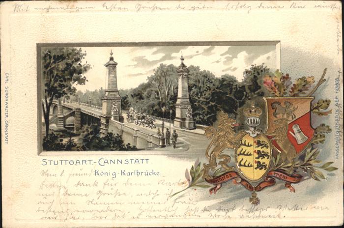 Cannstatt König Karl Brücke Prägedruck