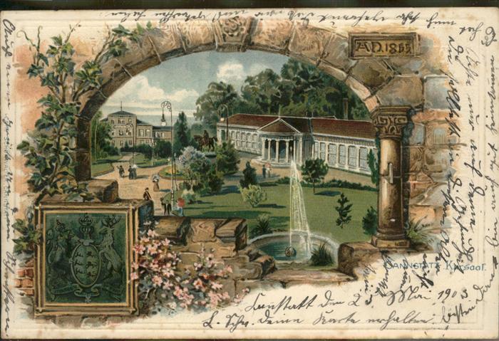 Cannstatt Kursaal Springbrunnen Prägedruck