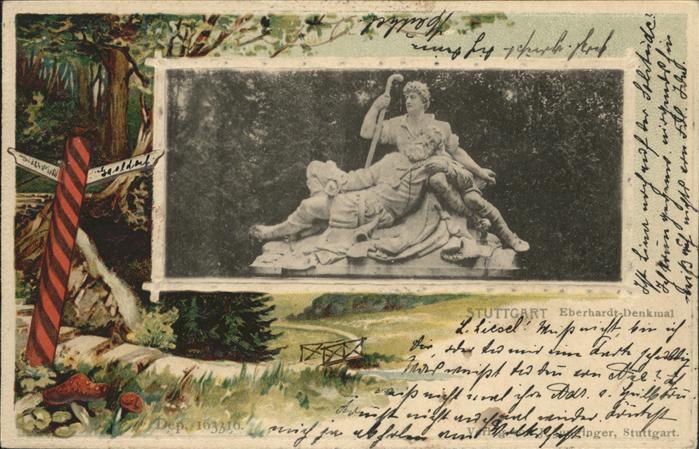 Stuttgart Eberhardt Denkmal Prägedruck
