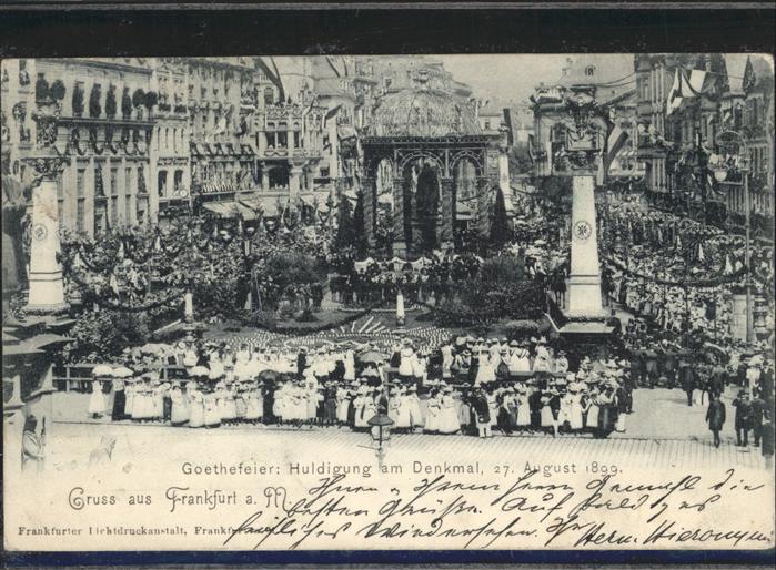 Frankfurt Main Goethefeier Hulding Denkmal