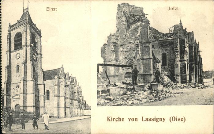 Lassigny Kirche einst und jetzt