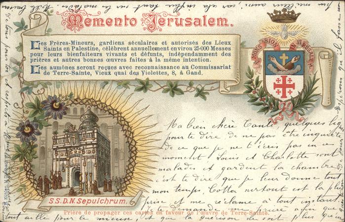 Jerusalem Yerushalayim Lateinische Gedaechtniskarte
Memento Jerusalem