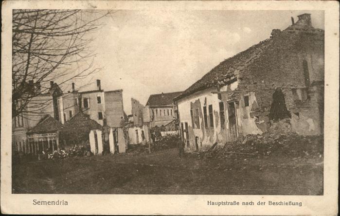 Semendria Jezava Hauptstrasse nach Beschiessung