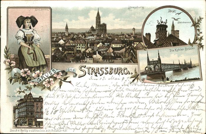 Strasbourg Alsace Elsässerin Kehler Brücke Storchennest