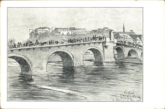 Ueskueb Uskub Vardarbrücke Künstler Alb Reich