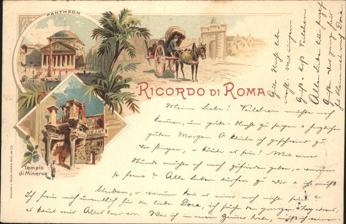 Rom Roma Tempio di Minerva Patheon Kutsche