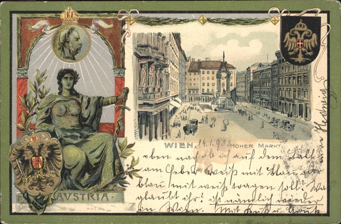 WIEN AT Hoher Markt Kutsche Praegedruck