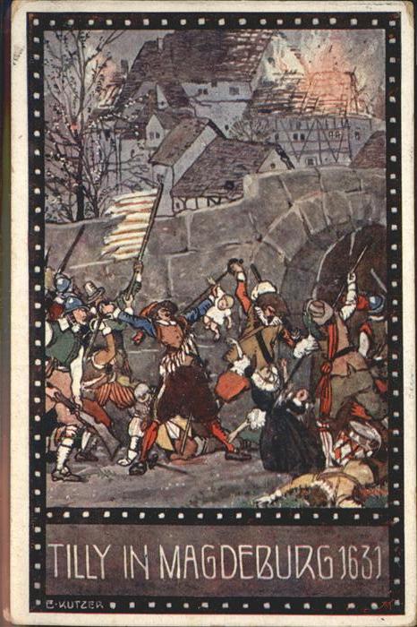 WIEN AT Tilly in Magdeburg 1631 Kuenstlerpostkarte