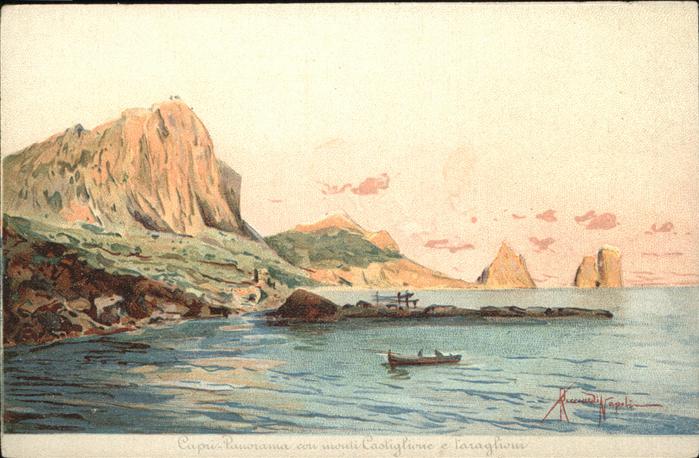 Capri Monte Castiglione e Faraglioni Kuenstlerkarte