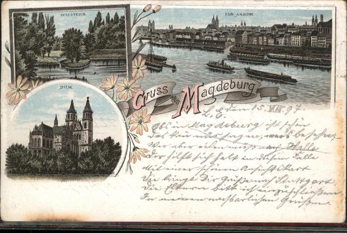 Magdeburg Dom Elb Ansicht, Inselteich