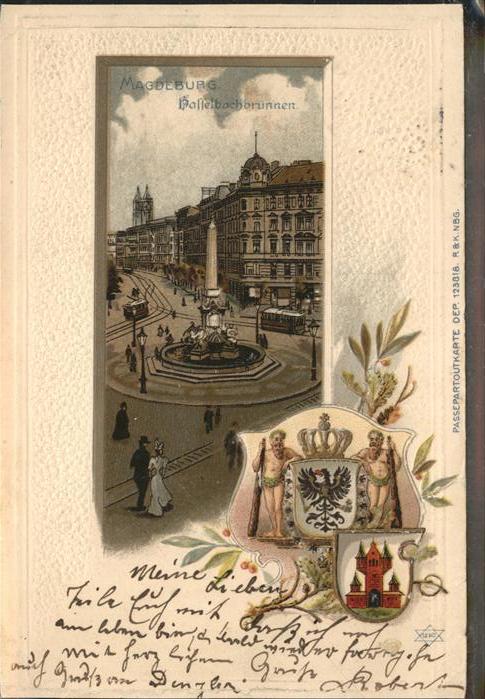 Magdeburg Wittelsbacherbrunnen Prägedruck