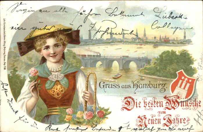 Hamburg Neujahrsglückwunschkarte