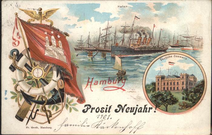 Hamburg Neujahrskarte 1901