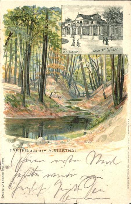 Hamburg Alsterpark Alstertal Litho