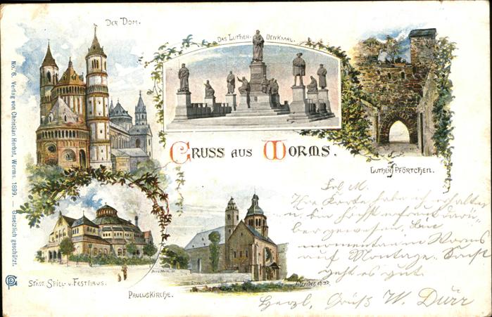 Worms Dom
Städt. spiel- und Festhaus
Paulus