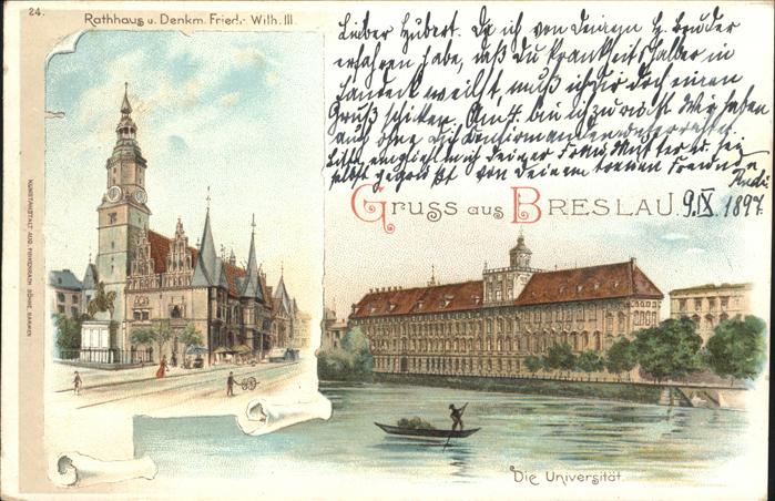 Breslau Niederschlesien Universität Rathaus Denkmal Friedrich W