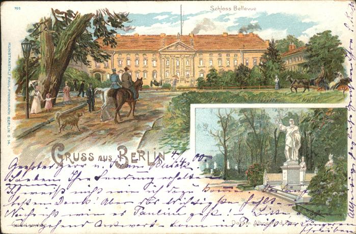 Berlin Schloss Bellevue Denkmal Pferde Hund Ku