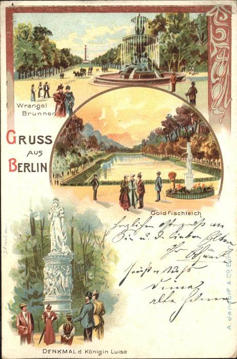Berlin Wrangelbrunnen Goldfischteich Kutsche D