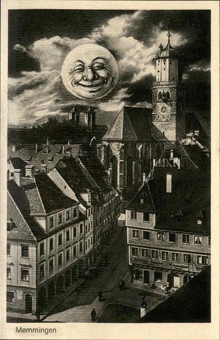 Memmingen Bayern Teilansicht Nacht Mond