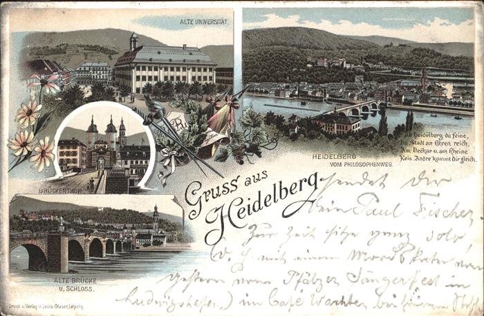 Heidelberg Neckar Alte Universität Schloß Alte Brücke