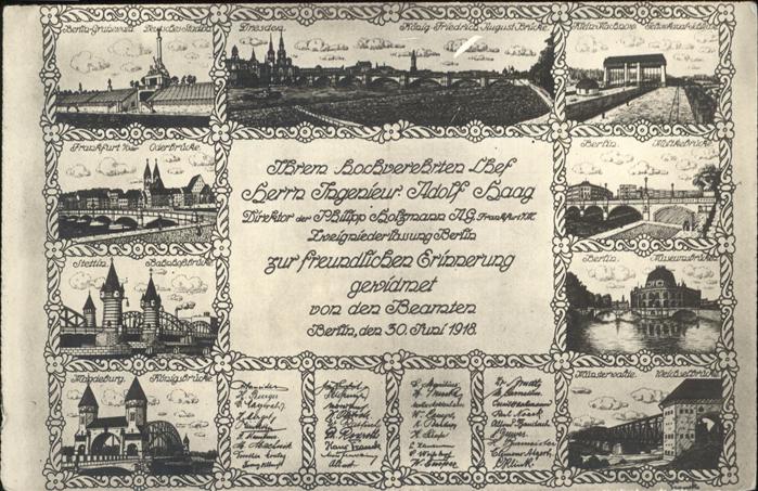 Berlin Widmungskarte Ing. Adolf Haag Philipp H