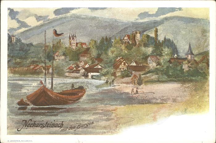 Neckarsteinach Burgen Kuenstlerkarte