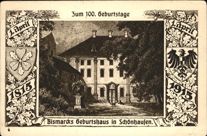 Schoenhausen Elbe 100. Geburtstage Bismarcks Geburtshaus
