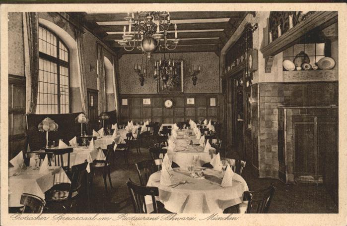 Muenchen Bayern Gotischer Speisesaal Restaurant Schwarz