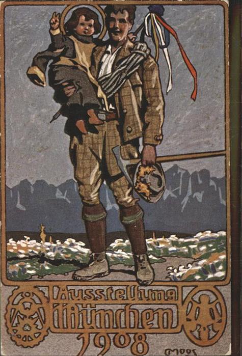 Muenchen Austellung 1908 Kind, Bergsteiger