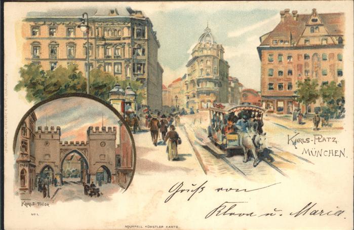 Muenchen Karls-Platz Karls-Thor Kutsche