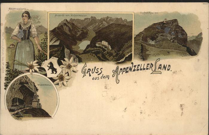 Appenzell IR Appenzellerin Tracht, Edelweiss, Wappen, Hohen Kasten