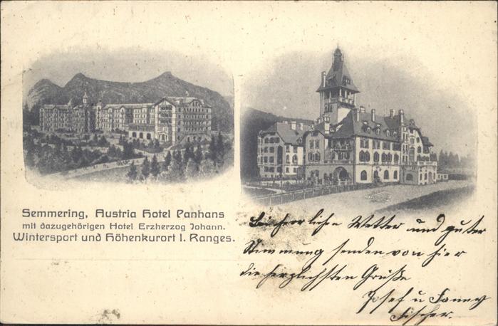 Semmering Niederoesterreich Austria Hotel Panhans Hotel Erzherzog J